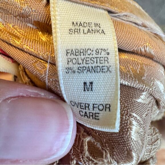 Vintage Victoria Secret 90s Gold Slip Mini Dress Womens M Corset Back Floral Y2K - Picture 12 of 12